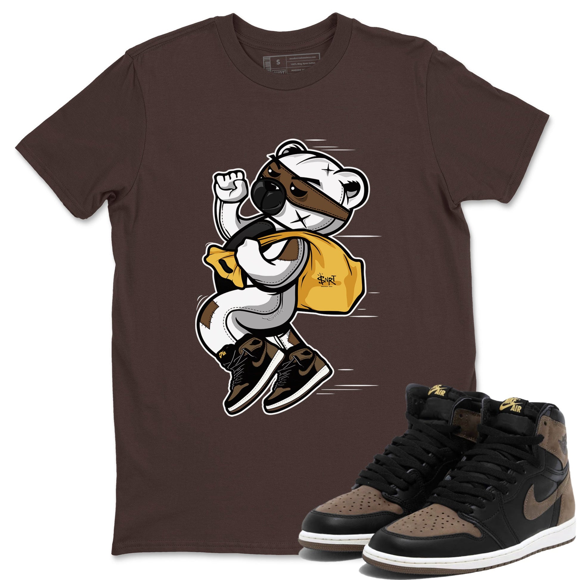 Air Jordan 1 Palomino shirt to match jordans Thief Bear sneaker tees Crew Neck Jordan 1 Retro High OG Palomino SNRT Sneaker Release Tees Unisex Casual Shirts Dark Chocolate 1 T-Shirt