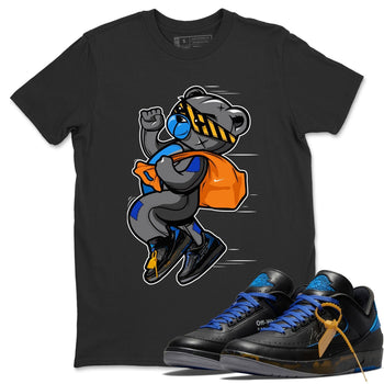 Jordan 2 OFF-WHITE Black Blue Sneaker Match Tees Thief Bear Sneaker Tees Jordan 2 OFF-WHITE Black Blue Sneaker Release Tees Unisex Shirts