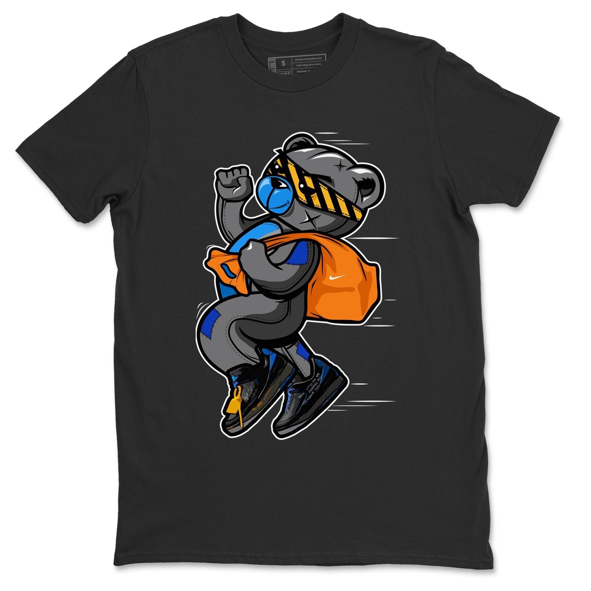Jordan 2 OFF-WHITE Black Blue Sneaker Match Tees Thief Bear Sneaker Tees Jordan 2 OFF-WHITE Black Blue Sneaker Release Tees Unisex Shirts