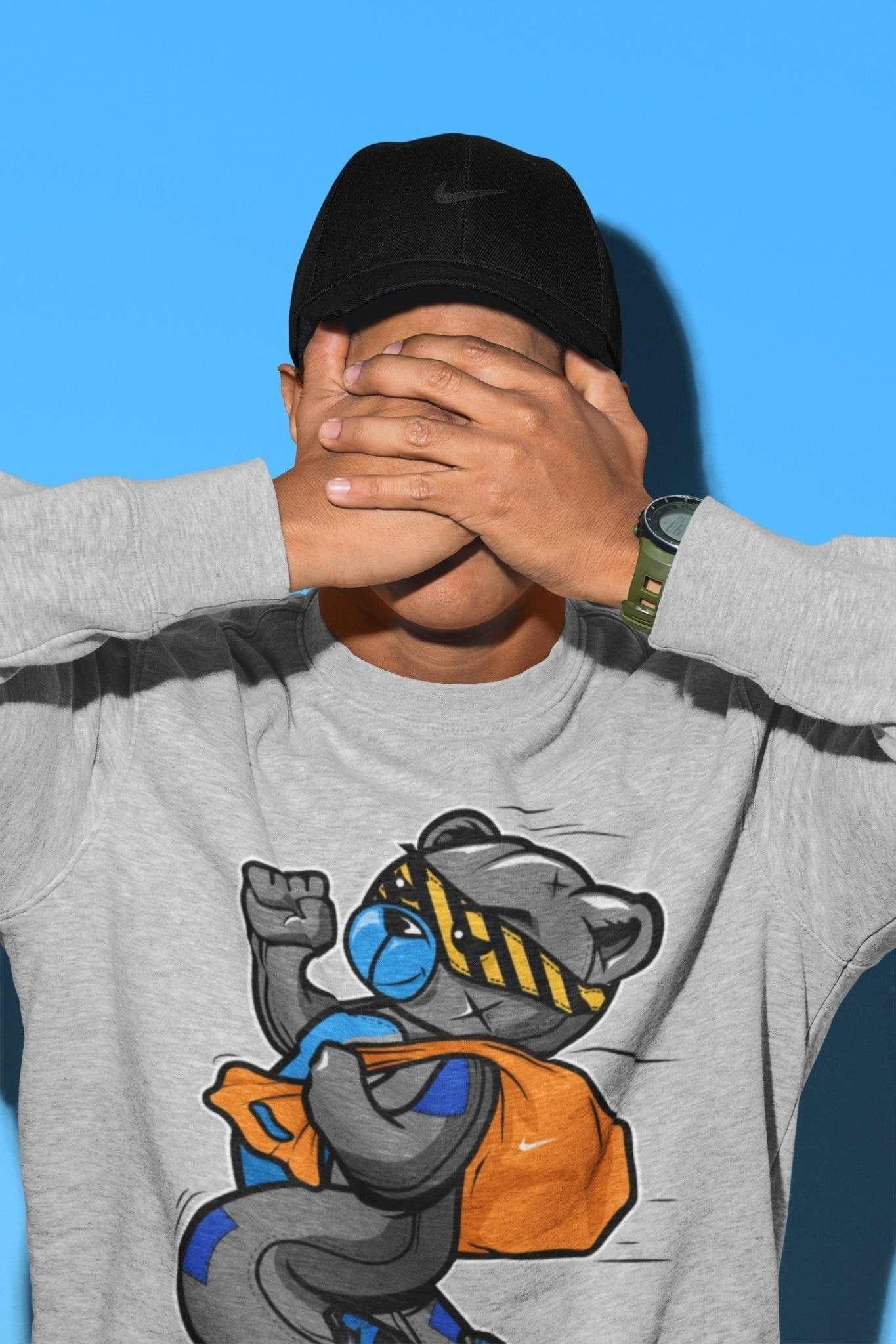 Jordan 2 OFF-WHITE Black Blue Sneaker Match Tees Thief Bear Sneaker Tees Jordan 2 OFF-WHITE Black Blue Sneaker Release Tees Unisex Shirts