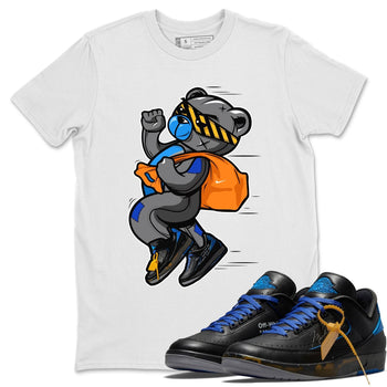 Jordan 2 OFF-WHITE Black Blue Sneaker Match Tees Thief Bear Sneaker Tees Jordan 2 OFF-WHITE Black Blue Sneaker Release Tees Unisex Shirts