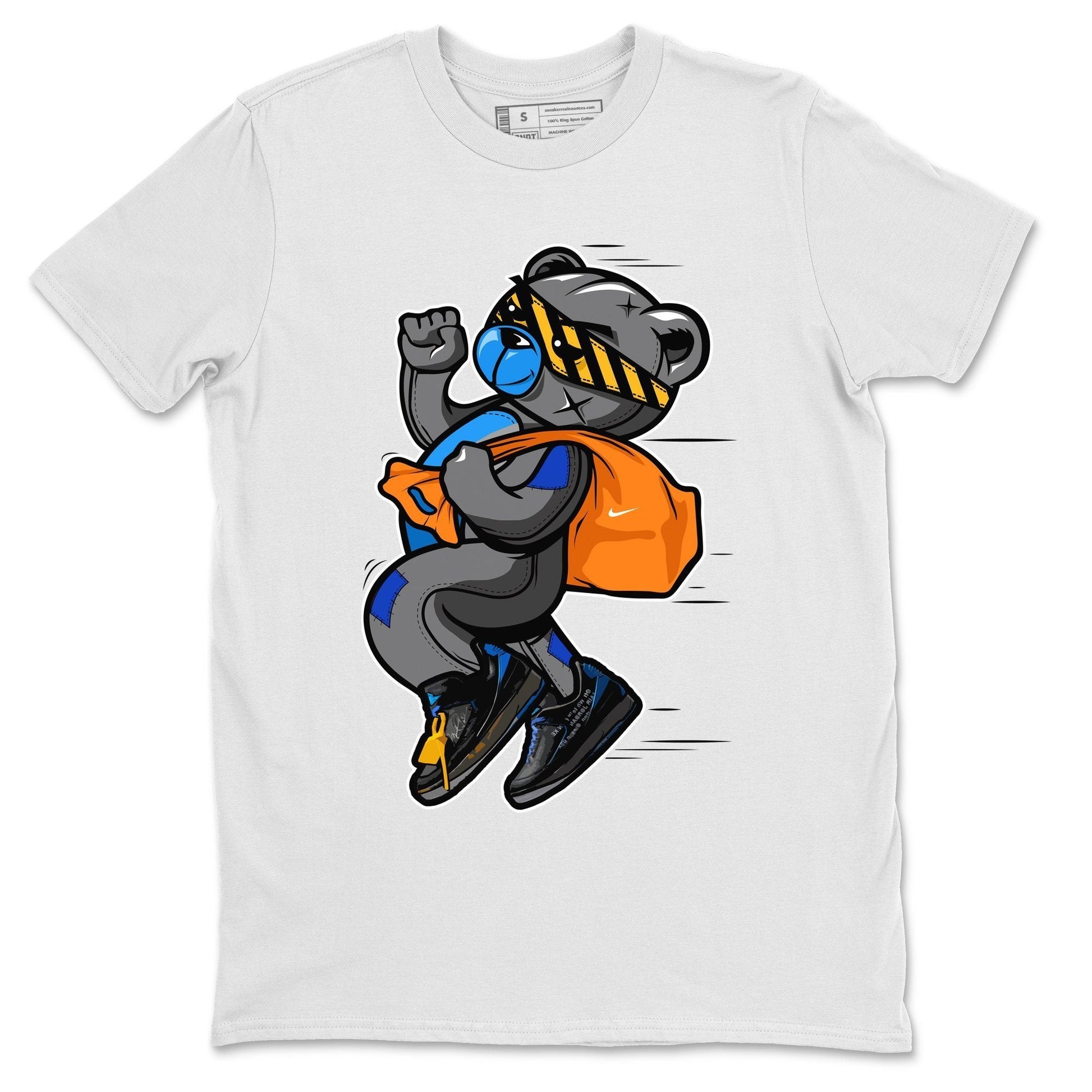 Jordan 2 OFF-WHITE Black Blue Sneaker Match Tees Thief Bear Sneaker Tees Jordan 2 OFF-WHITE Black Blue Sneaker Release Tees Unisex Shirts