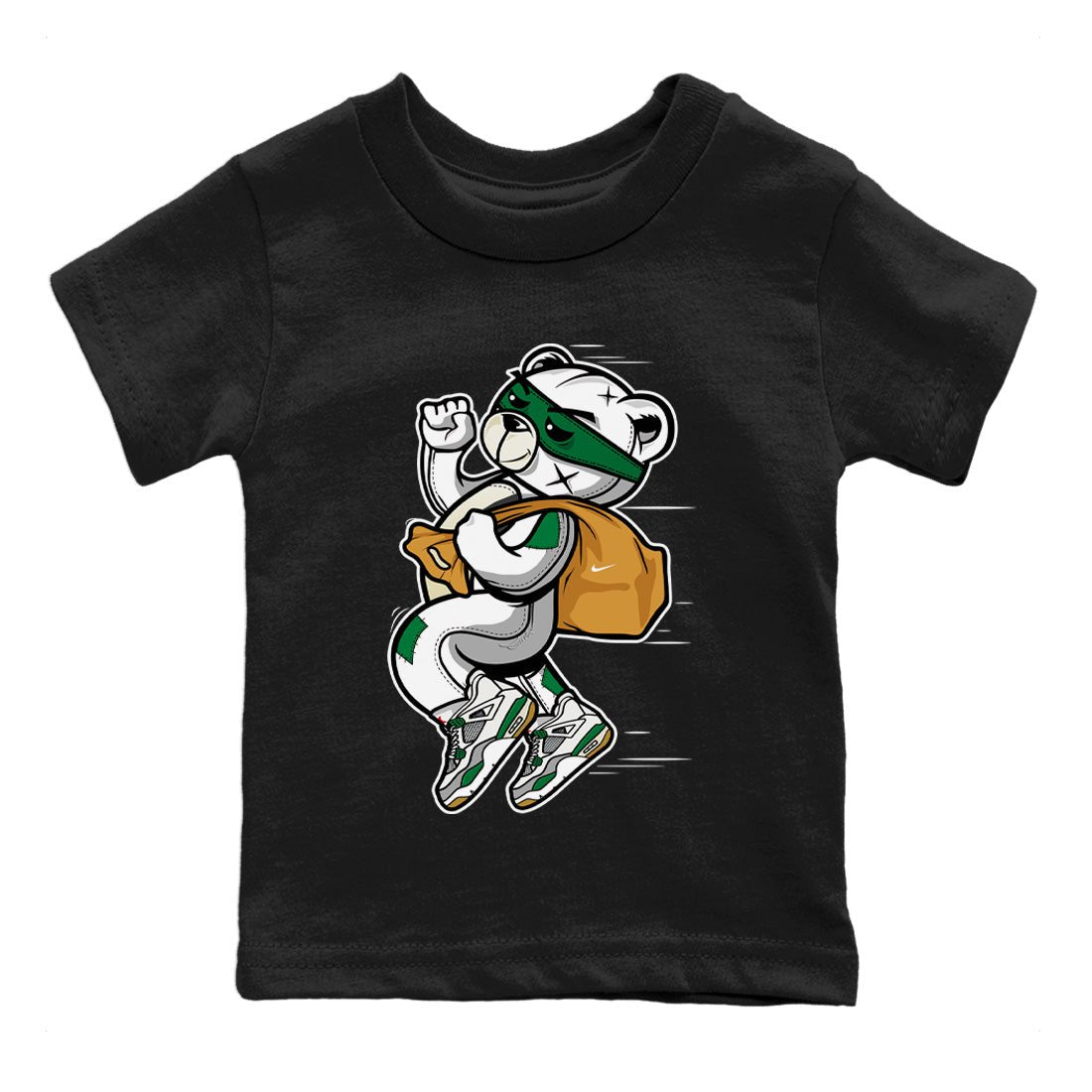 Air Jordan 4 Pine Green Thief Bear Baby and Kids Sneaker Tees Nike SB Air Jordan 4 Pine Green Kids Sneaker Tees Washing and Care Tip