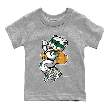Air Jordan 4 Pine Green Sneaker Match Tees Thief Bear Sneaker Tees Nike SB Air Jordan 4 Pine Green Sneaker Release Tees Kids Shirts Heather Grey 2