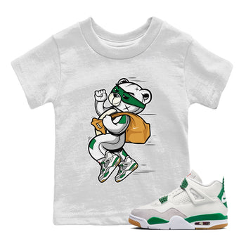 Jordan 4 Pine Green SB Sneaker Match Tees Thief Bear Sneaker Tees Nike SB Air Jordan 4 Pine Green Sneaker Tees Sneaker Release Shirts Kids Shirts White 1