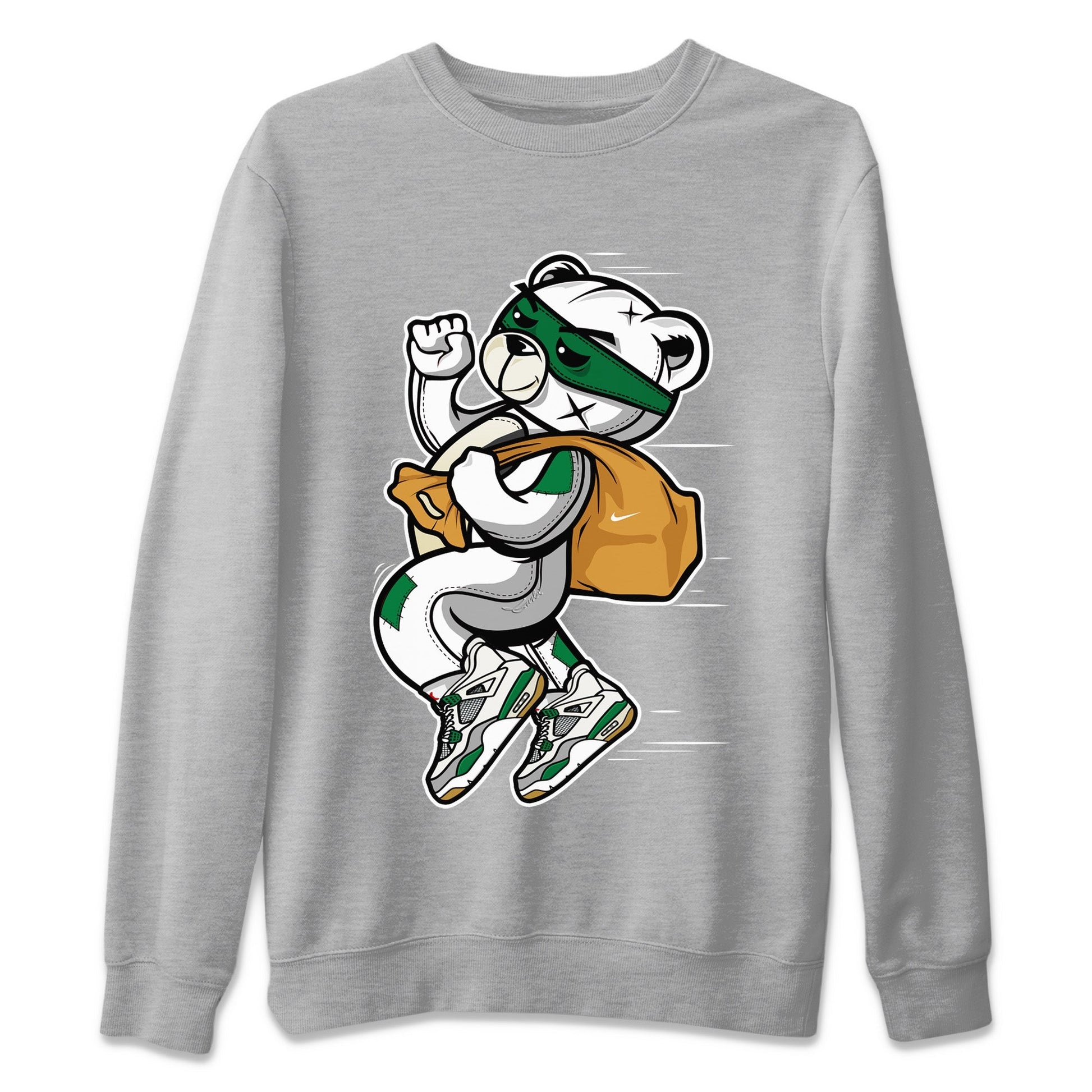 Jordan 4 Pine Green SB Sneaker Match Tees Thief Bear Sneaker Tees Nike SB Air Jordan 4 Pine Green Sneaker Tees Sneaker Release Shirts Unisex Shirts Heather Grey 2