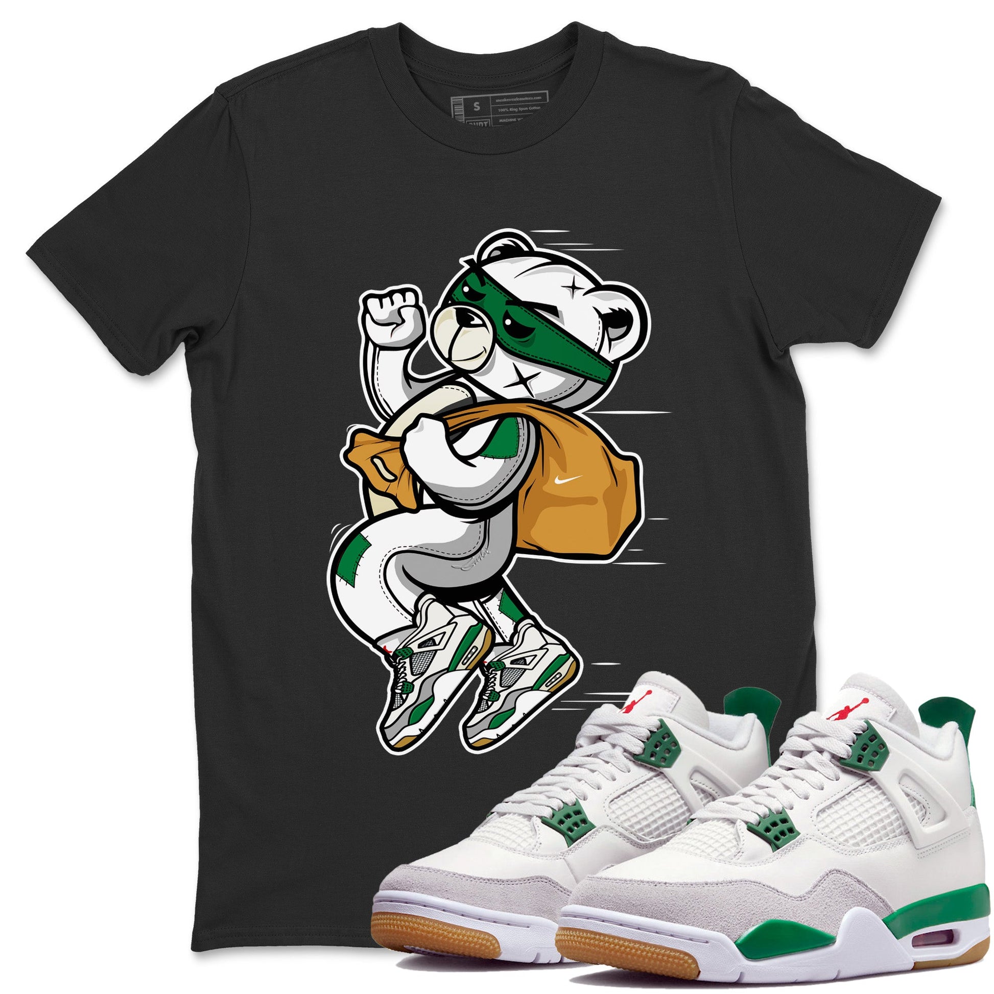 Air Jordan 4 Pine Green Sneaker Match Tees Thief Bear Sneaker Tees Nike SB Air Jordan 4 Pine Green Sneaker Release Tees Unisex Shirts Black 1