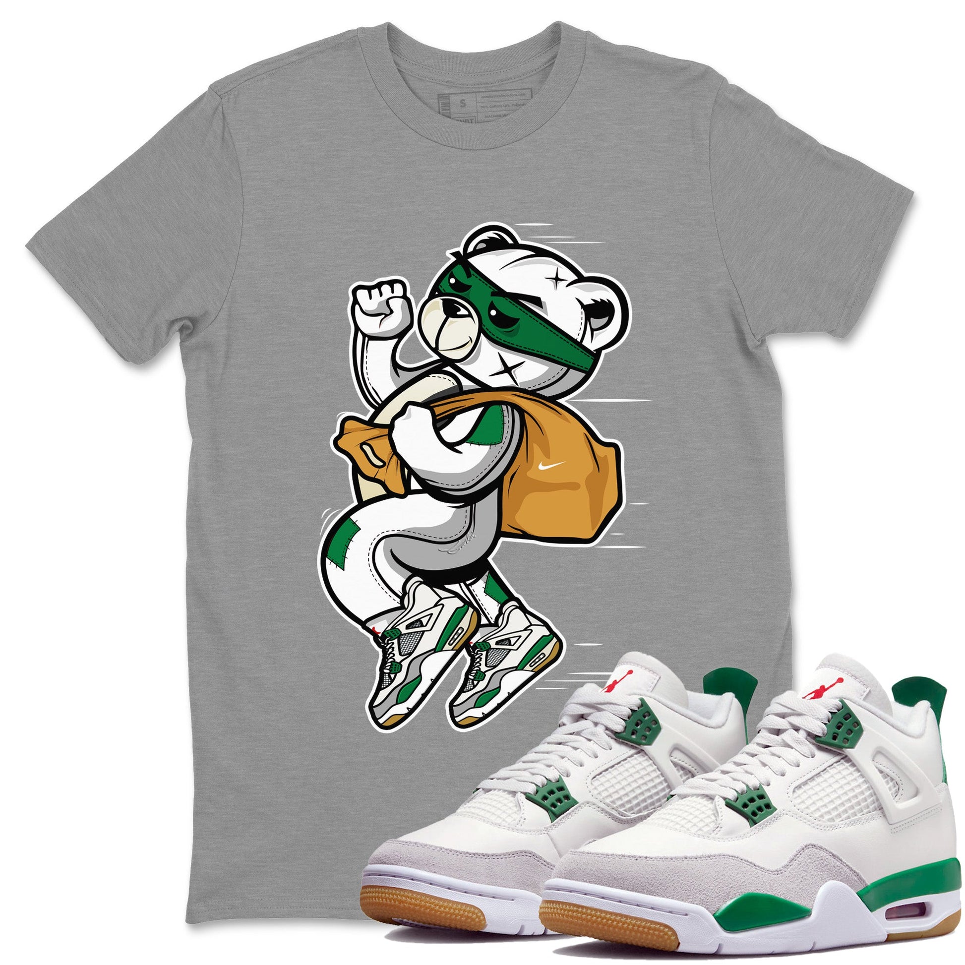 Air Jordan 4 Pine Green Thief Bear Crew Neck Sneaker Tees Nike SB Air Jordan 4 Pine Green Sneaker T-Shirts Size Chart