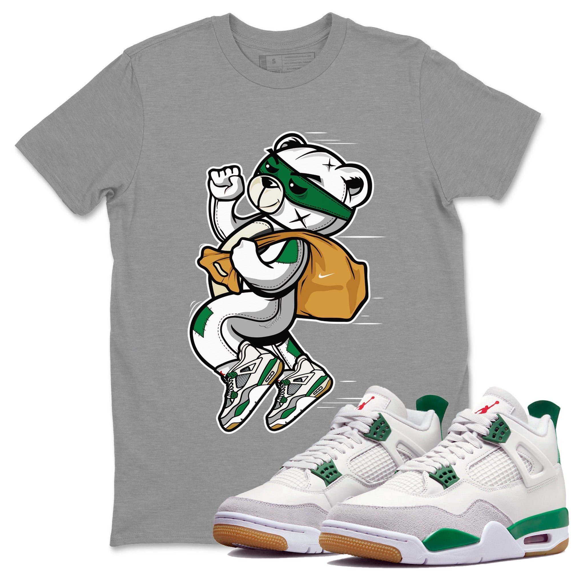 Air Jordan 4 Pine Green Thief Bear Crew Neck Sneaker Tees Nike SB Air Jordan 4 Pine Green Sneaker T-Shirts Size Chart