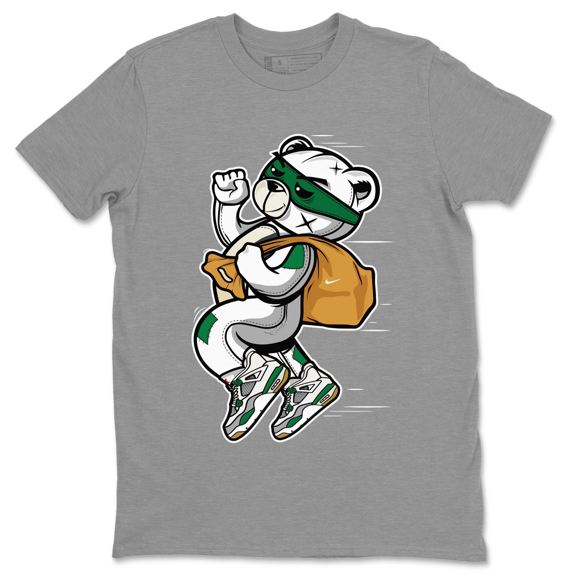 Jordan 4 Pine Green SB Sneaker Match Tees Thief Bear Sneaker Tees Nike SB Air Jordan 4 Pine Green Sneaker Tees Sneaker Release Shirts Unisex Shirts Heather Grey 2
