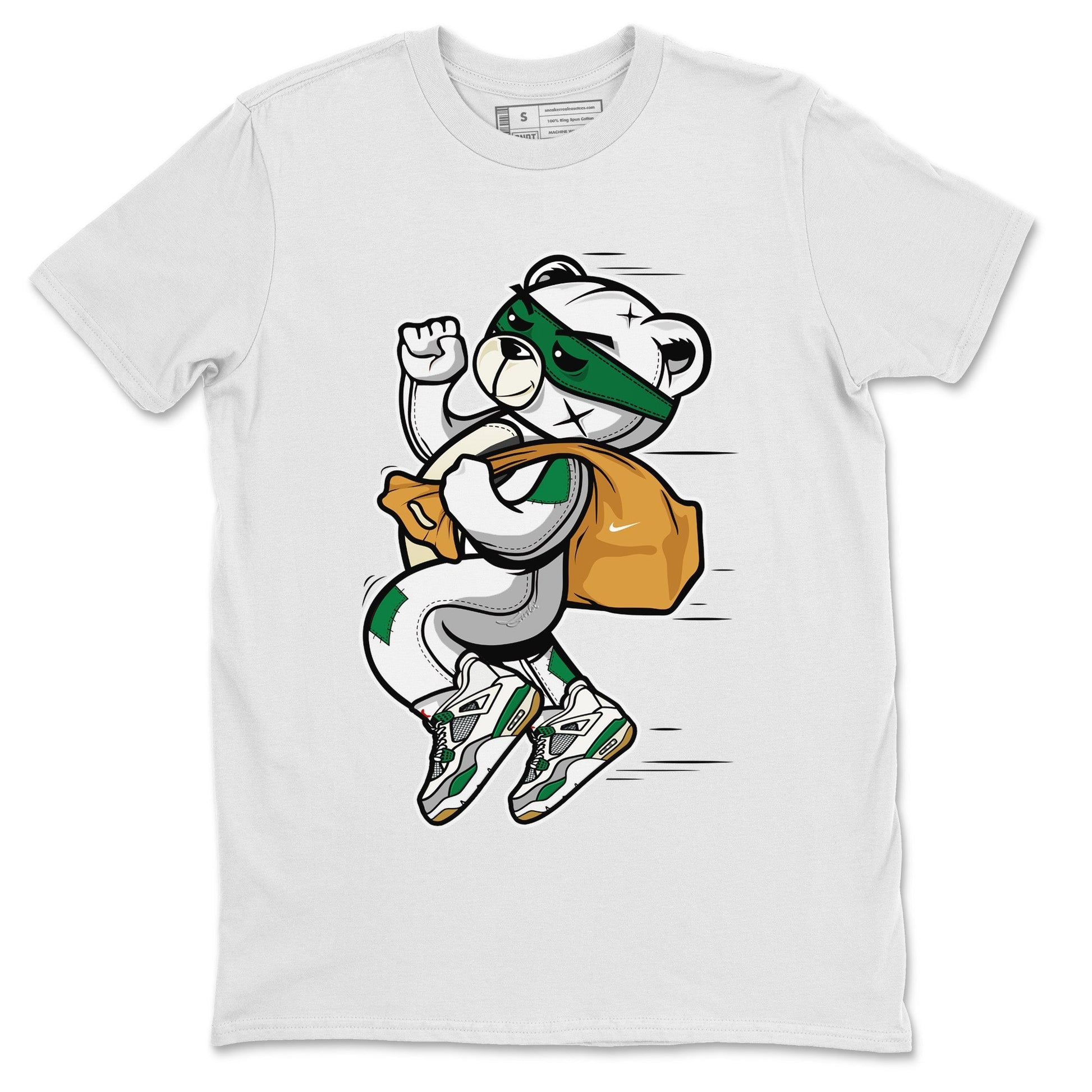 Jordan 4 Pine Green SB Sneaker Match Tees Thief Bear Sneaker Tees Nike SB Air Jordan 4 Pine Green Sneaker Tees Sneaker Release Shirts Unisex Shirts White 2