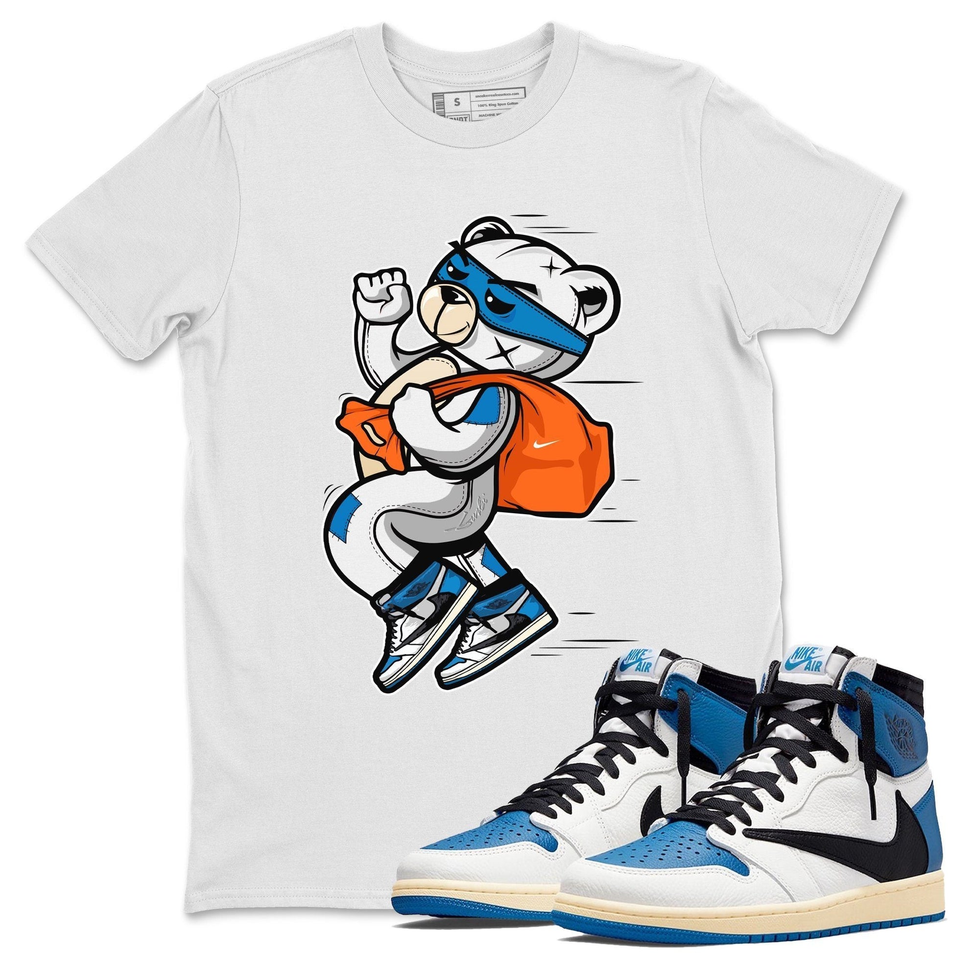 Jordan 1 Travis Scott Fragment Sneaker Match Tees Thief Bear Sneaker Tees Jordan 1 Travis Scott Fragment Sneaker Release Tees Unisex Shirts