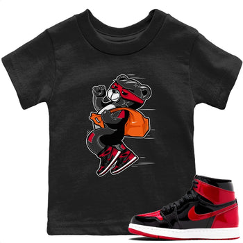 Jordan 1 Bred Patent Sneaker Match Tees Thief Bear Sneaker Tees Jordan 1 Bred Patent Sneaker Release Tees Kids Shirts