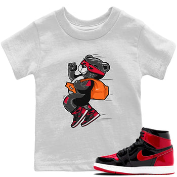Jordan 1 Bred Patent Sneaker Match Tees Thief Bear Sneaker Tees Jordan 1 Bred Patent Sneaker Release Tees Kids Shirts