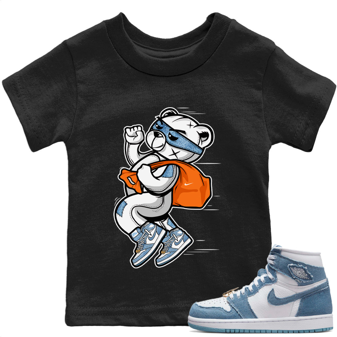 Jordan 1 Denim Sneaker Match Tees Thief Bear Sneaker Tees Jordan 1 Denim Sneaker Release Tees Kids Shirts