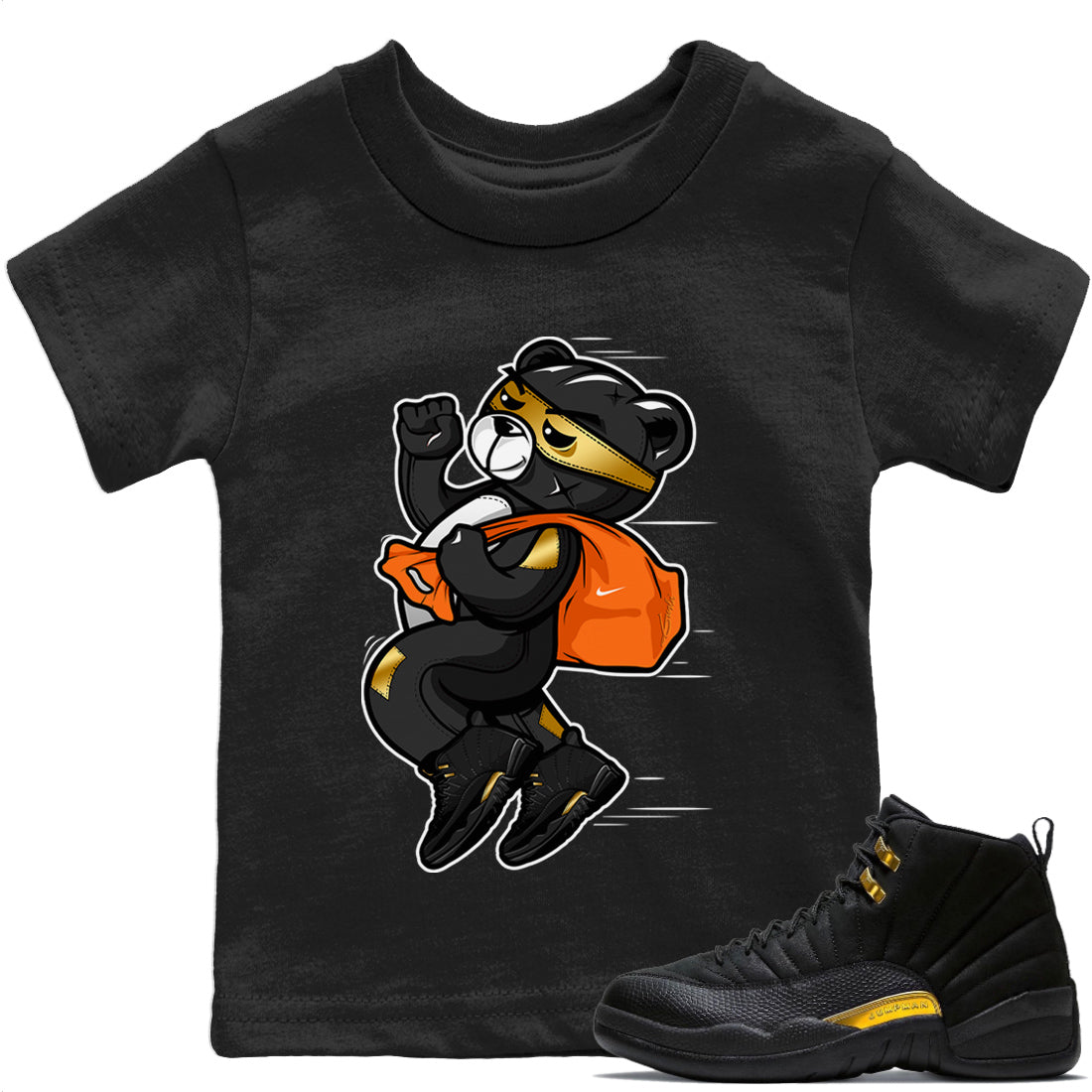 Jordan 12 Black Taxi Sneaker Match Tees Thief Bear Sneaker Tees Jordan 12 Black Taxi Sneaker Release Tees Kids Shirts