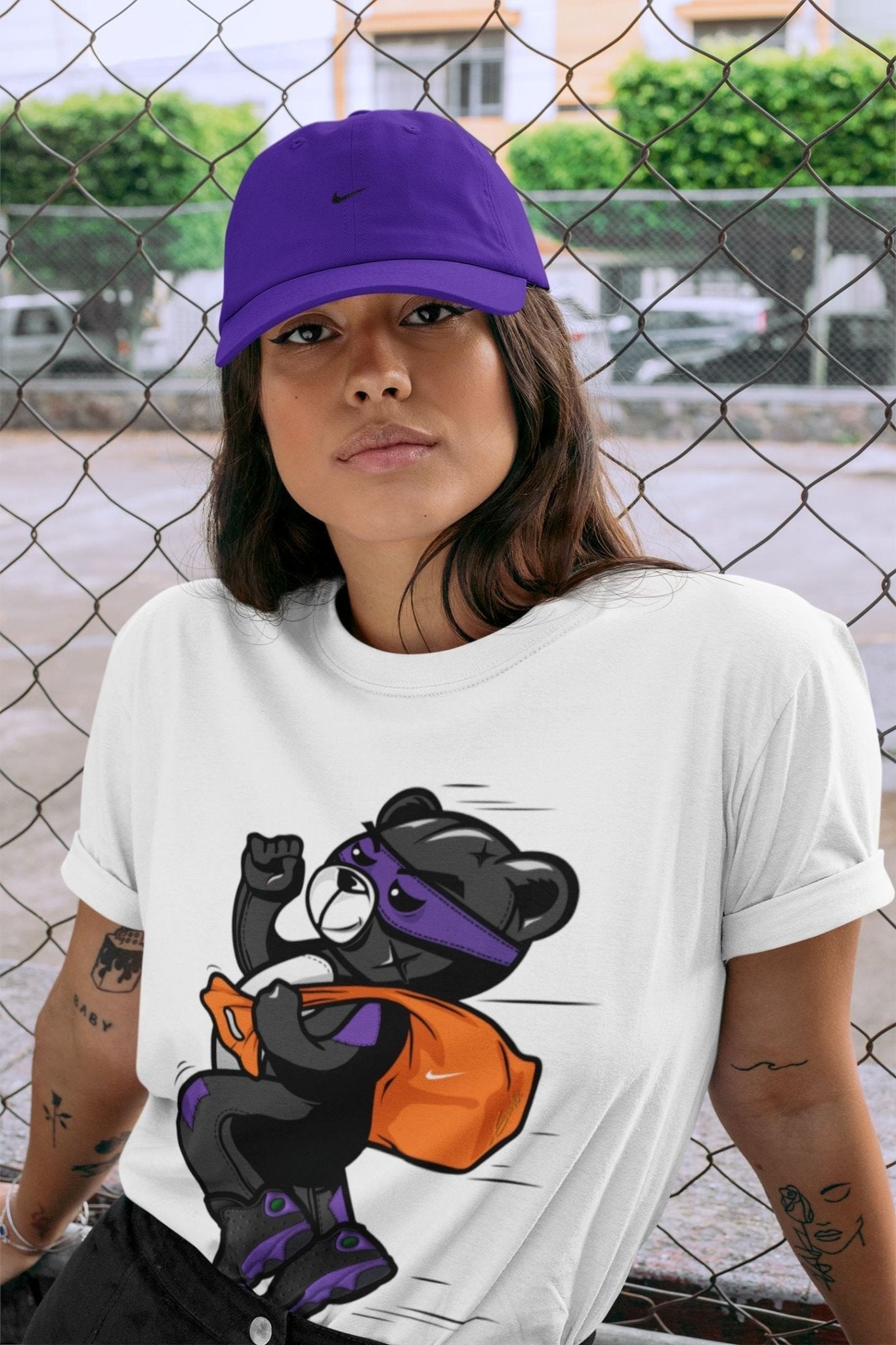 Jordan 13 Court Purple Sneaker Match Tees Thief Bear Sneaker Tees Jordan 13 Court Purple Sneaker Release Tees Unisex Shirts