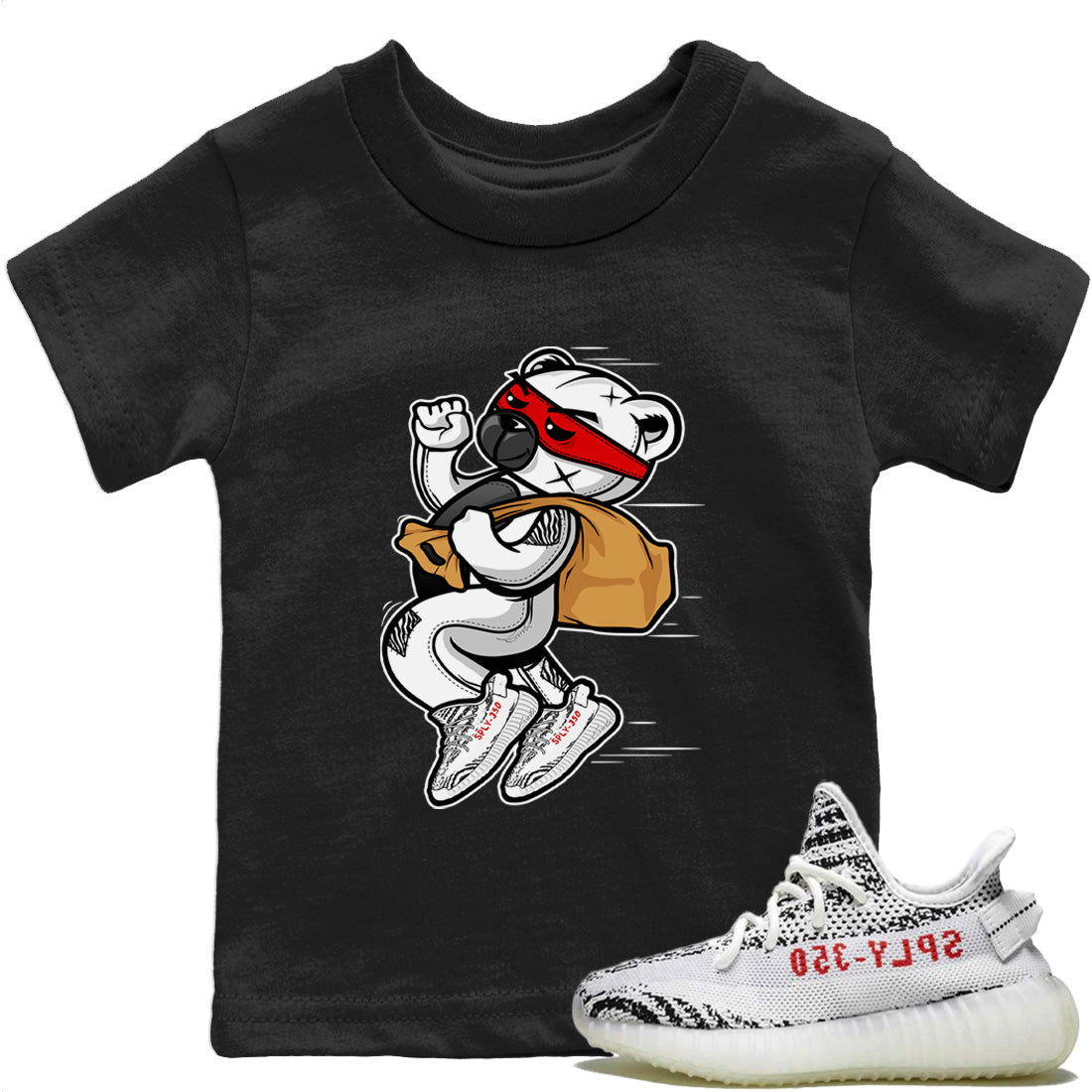 Yeezy 350 Zebra Sneaker Match Tees Thief Bear Sneaker Tees Yeezy 350 Zebra Sneaker Release Tees Kids Shirts