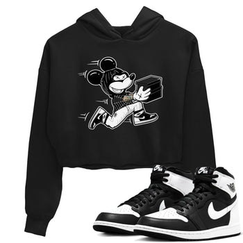 Air Jordan 1 High OG Black White shirt to match jordans Thief Mouse sneaker tees 1s Black White SNRT Sneaker Release Tees Streetwear Black 1 crop length shirt