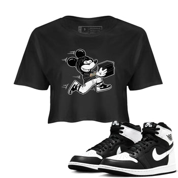 Air Jordan 1 High OG Black White shirt to match jordans Thief Mouse sneaker tees 1s Black White SNRT Sneaker Release Tees Streetwear Black 1 crop length shirt
