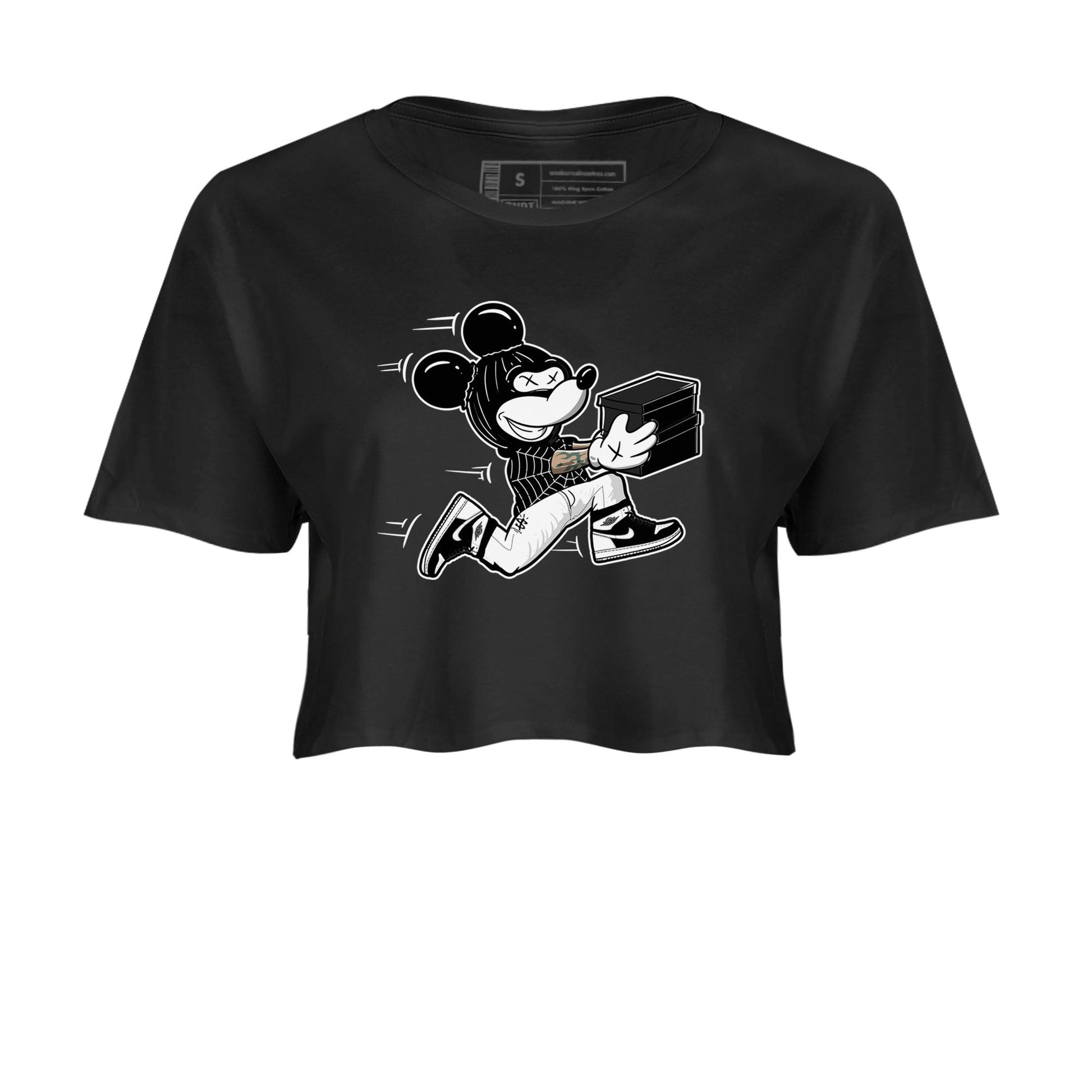 Air Jordan 1 High OG Black White shirt to match jordans Thief Mouse sneaker tees 1s Black White SNRT Sneaker Release Tees Streetwear Black 2 crop length shirt