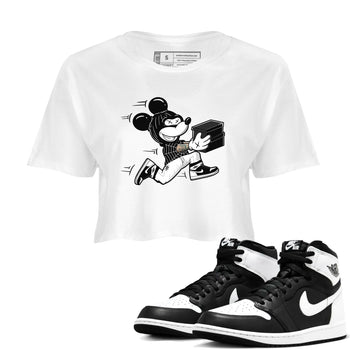 Air Jordan 1 High OG Black White shirt to match jordans Thief Mouse sneaker tees 1s Black White SNRT Sneaker Release Tees Streetwear White 1 crop length shirt