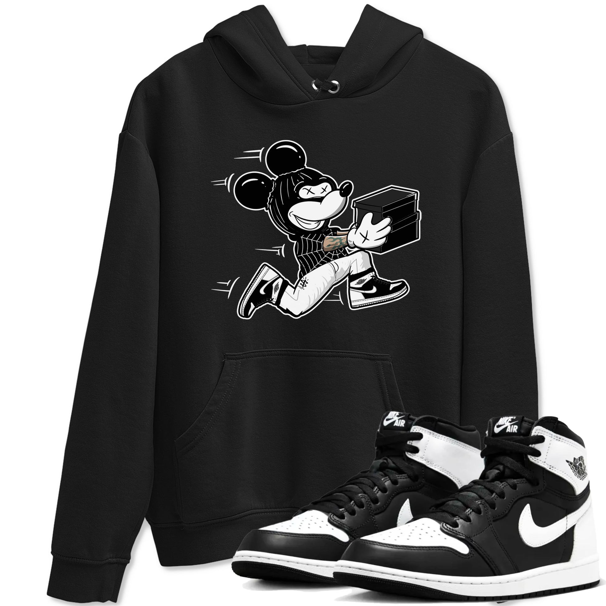 Air Jordan 1 High OG Black White shirt to match jordans Thief Mouse sneaker tees 1s Black White SNRT Sneaker Release Tees Streetwear unisex cotton Black 1 crew neck shirt