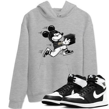 Air Jordan 1 High OG Black White shirt to match jordans Thief Mouse sneaker tees 1s Black White SNRT Sneaker Release Tees Streetwear unisex cotton Heather Grey 1 crew neck shirt