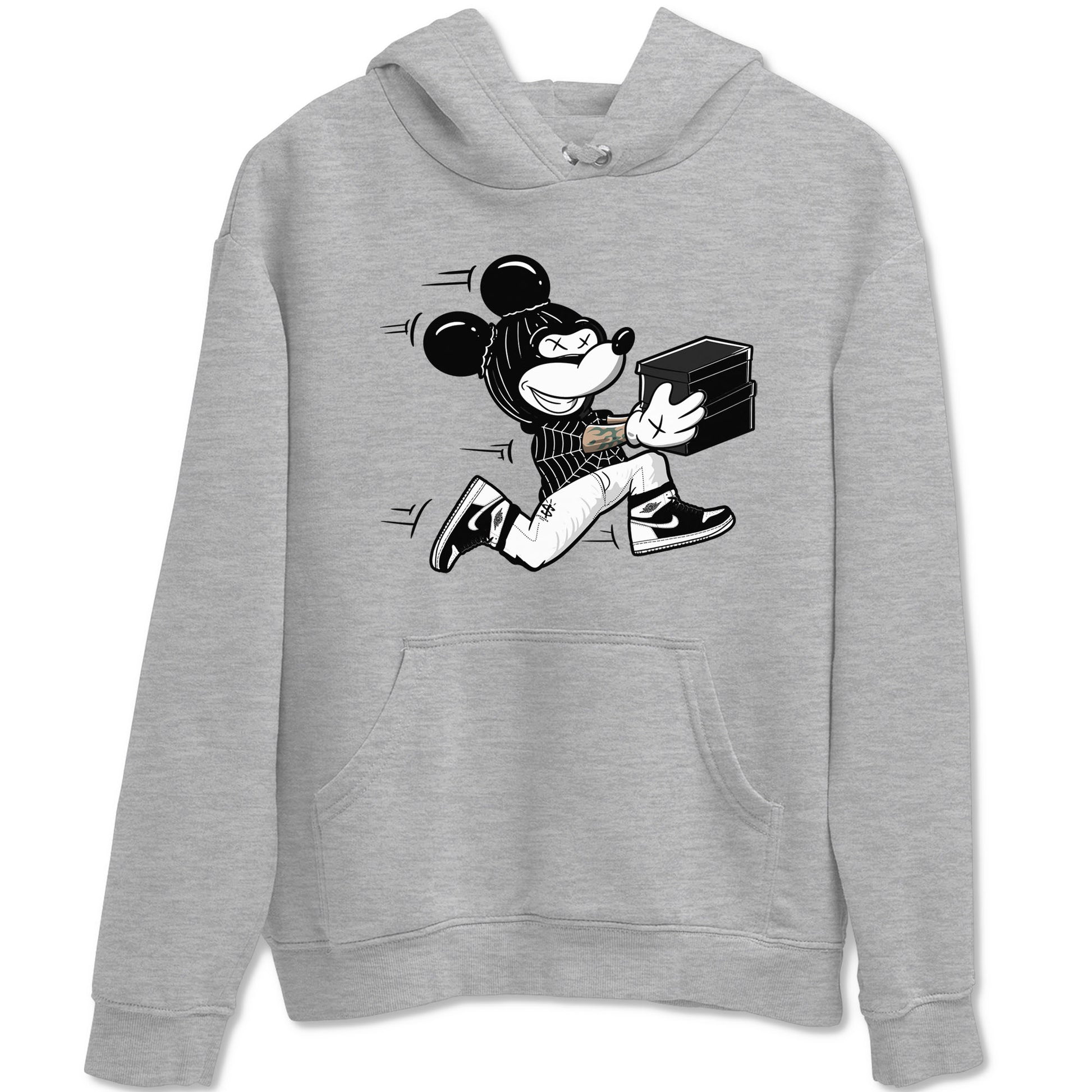 Air Jordan 1 High OG Black White shirt to match jordans Thief Mouse sneaker tees 1s Black White SNRT Sneaker Release Tees Streetwear unisex cotton Heather Grey 2 crew neck shirt