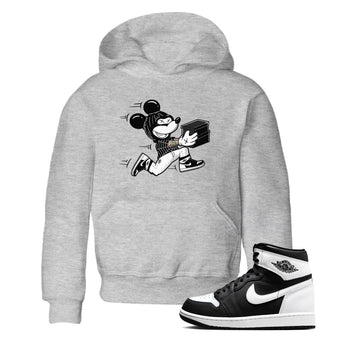 Air Jordan 1 High OG Black White shirt to match jordans Thief Mouse sneaker tees 1s Black White SNRT Sneaker Release Tees Streetwear baby toddler Heather Grey 1 cotton Shirt