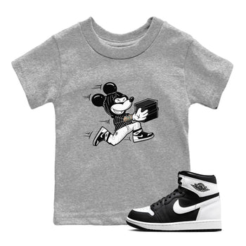 Air Jordan 1 High OG Black White shirt to match jordans Thief Mouse sneaker tees 1s Black White SNRT Sneaker Release Tees Streetwear baby toddler Heather Grey 1 cotton Shirt