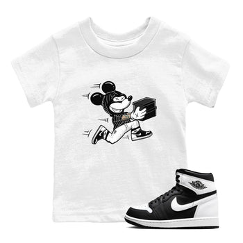 Air Jordan 1 High OG Black White shirt to match jordans Thief Mouse sneaker tees 1s Black White SNRT Sneaker Release Tees Streetwear baby toddler White 1 cotton Shirt