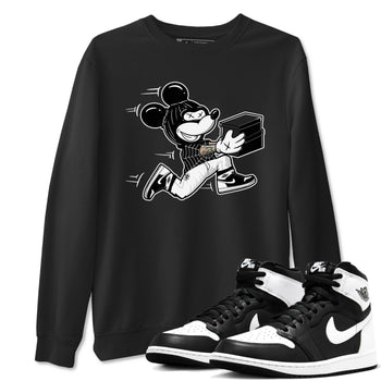 Air Jordan 1 High OG Black White shirt to match jordans Thief Mouse sneaker tees 1s Black White SNRT Sneaker Release Tees Streetwear unisex cotton Black 1 crew neck shirt