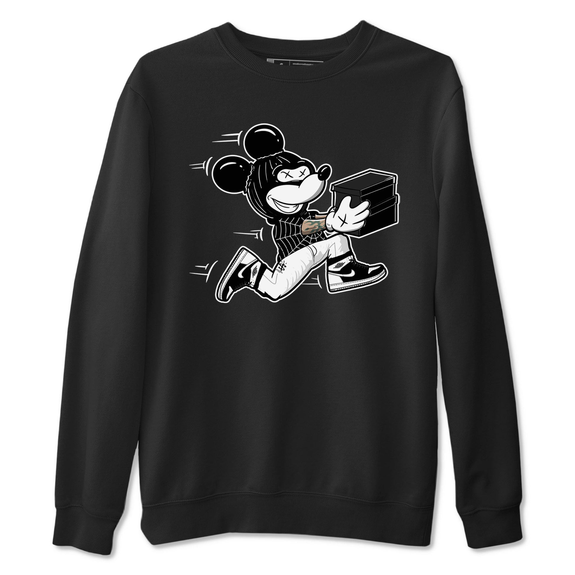 Air Jordan 1 High OG Black White shirt to match jordans Thief Mouse sneaker tees 1s Black White SNRT Sneaker Release Tees Streetwear unisex cotton Black 2 crew neck shirt