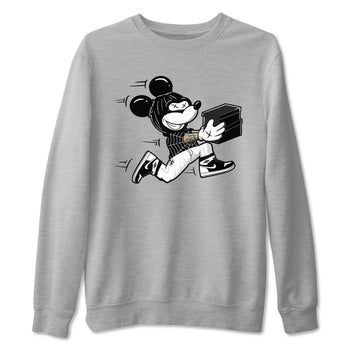 Air Jordan 1 High OG Black White shirt to match jordans Thief Mouse sneaker tees 1s Black White SNRT Sneaker Release Tees Streetwear unisex cotton Heather Grey 2 crew neck shirt