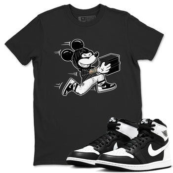 Air Jordan 1 High OG Black White shirt to match jordans Thief Mouse sneaker tees 1s Black White SNRT Sneaker Release Tees Streetwear unisex cotton Black 1 crew neck shirt