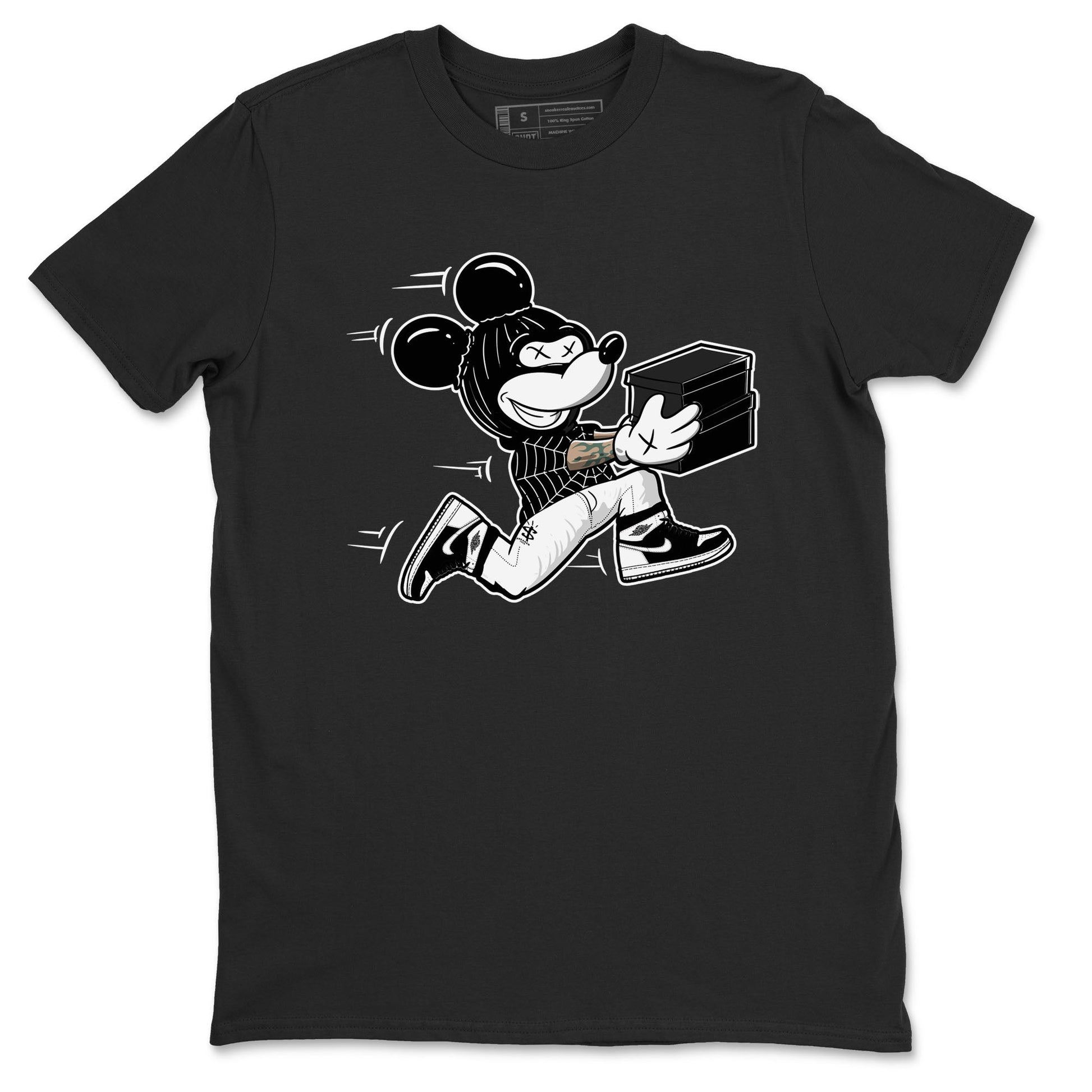 Air Jordan 1 High OG Black White shirt to match jordans Thief Mouse sneaker tees 1s Black White SNRT Sneaker Release Tees Streetwear unisex cotton Black 2 crew neck shirt