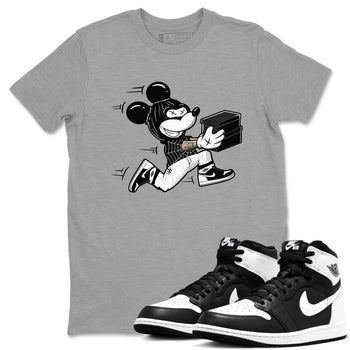 Air Jordan 1 High OG Black White shirt to match jordans Thief Mouse sneaker tees 1s Black White SNRT Sneaker Release Tees Streetwear unisex cotton Heather Grey 1 crew neck shirt