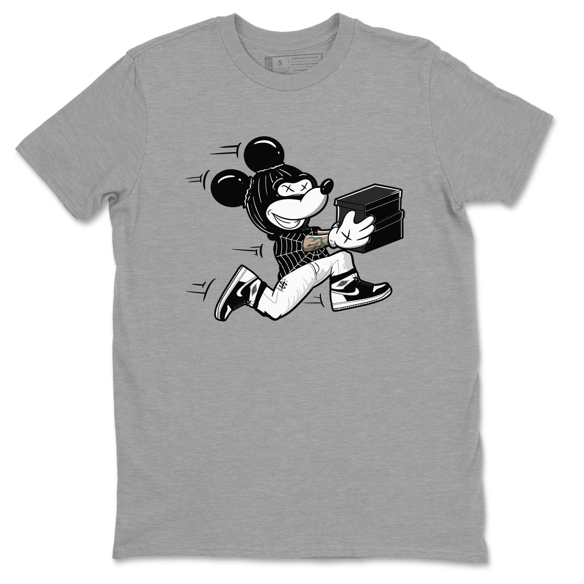 Air Jordan 1 High OG Black White shirt to match jordans Thief Mouse sneaker tees 1s Black White SNRT Sneaker Release Tees Streetwear unisex cotton Heather Grey 2 crew neck shirt