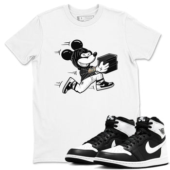 Air Jordan 1 High OG Black White shirt to match jordans Thief Mouse sneaker tees 1s Black White SNRT Sneaker Release Tees Streetwear unisex cotton White 1 crew neck shirt