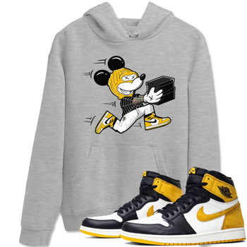 1s Yellow Ochre shirt to match jordans Thief Mouse sneaker tees streetwear brand Air Jordan 1 High OG Yellow Ochre SNRT Sneaker Release Tees unisex cotton Heather Grey 1 crew neck shirt