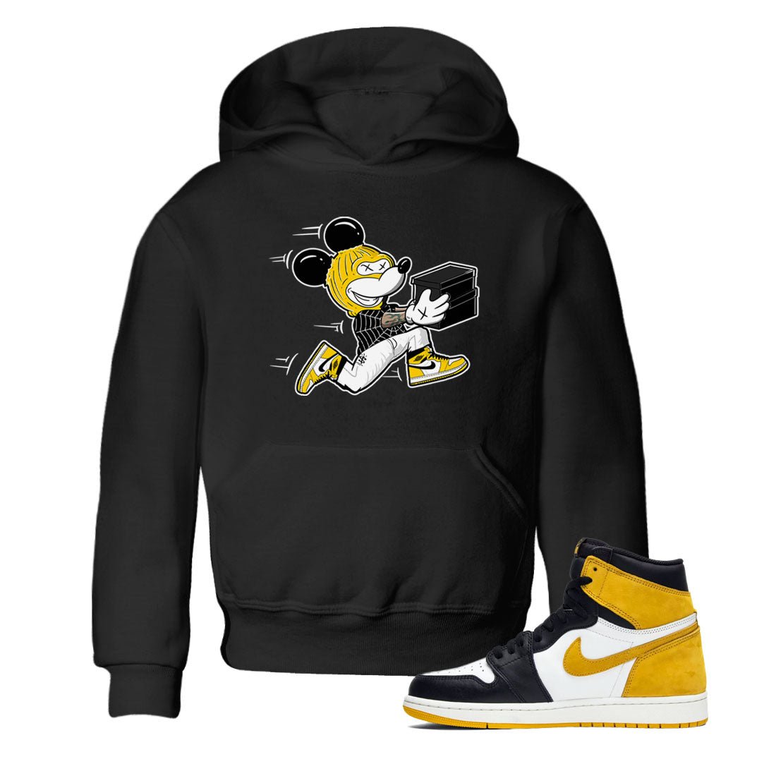 1s Yellow Ochre shirt to match jordans Thief Mouse sneaker tees streetwear brand Air Jordan 1 High OG Yellow Ochre SNRT sneaker release tees baby toddler Black 1 cotton Shirt