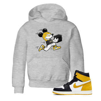 1s Yellow Ochre shirt to match jordans Thief Mouse sneaker tees streetwear brand Air Jordan 1 High OG Yellow Ochre SNRT sneaker release tees baby toddler Heather Grey 1 cotton Shirt