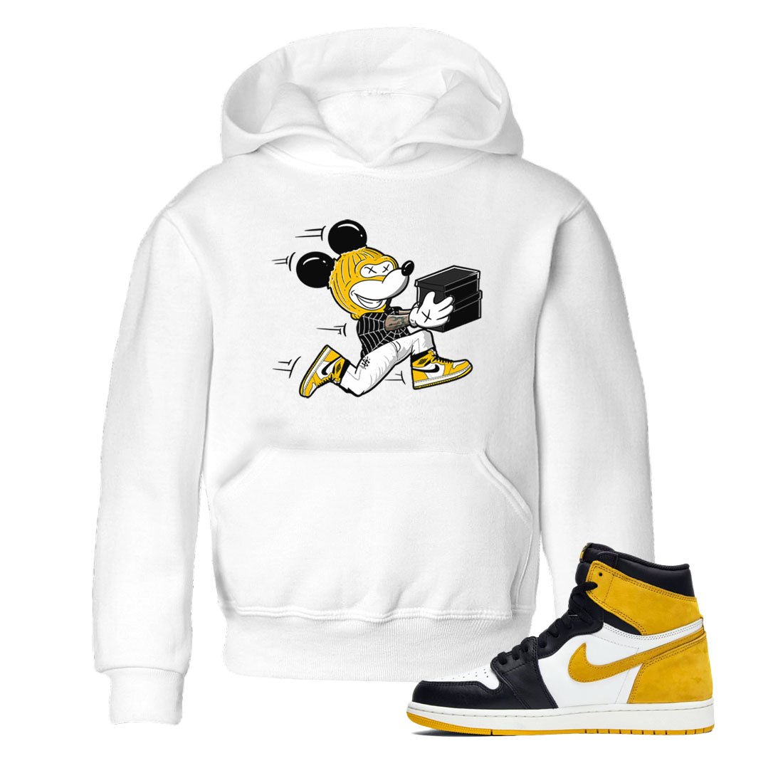 1s Yellow Ochre shirt to match jordans Thief Mouse sneaker tees streetwear brand Air Jordan 1 High OG Yellow Ochre SNRT sneaker release tees baby toddler White 1 cotton Shirt