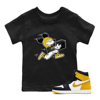 1s Yellow Ochre shirt to match jordans Thief Mouse sneaker tees streetwear brand Air Jordan 1 High OG Yellow Ochre SNRT sneaker release tees baby toddler Black 1 cotton Shirt