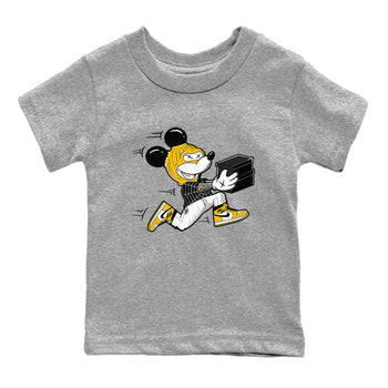 1s Yellow Ochre shirt to match jordans Thief Mouse sneaker tees streetwear brand Air Jordan 1 High OG Yellow Ochre SNRT sneaker release tees baby toddler Heather Grey 2 cotton Shirt