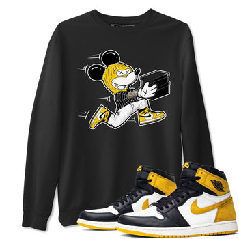 1s Yellow Ochre shirt to match jordans Thief Mouse sneaker tees streetwear brand Air Jordan 1 High OG Yellow Ochre SNRT Sneaker Release Tees unisex cotton Black 1 crew neck shirt