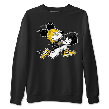 1s Yellow Ochre shirt to match jordans Thief Mouse sneaker tees streetwear brand Air Jordan 1 High OG Yellow Ochre SNRT Sneaker Release Tees unisex cotton Black 2 crew neck shirt