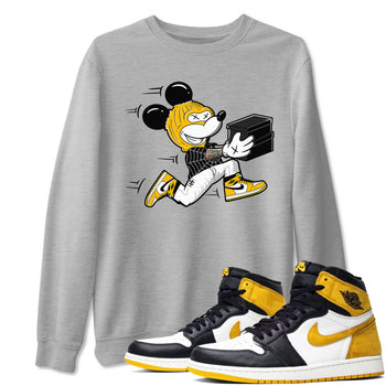 1s Yellow Ochre shirt to match jordans Thief Mouse sneaker tees streetwear brand Air Jordan 1 High OG Yellow Ochre SNRT Sneaker Release Tees unisex cotton Heather Grey 1 crew neck shirt