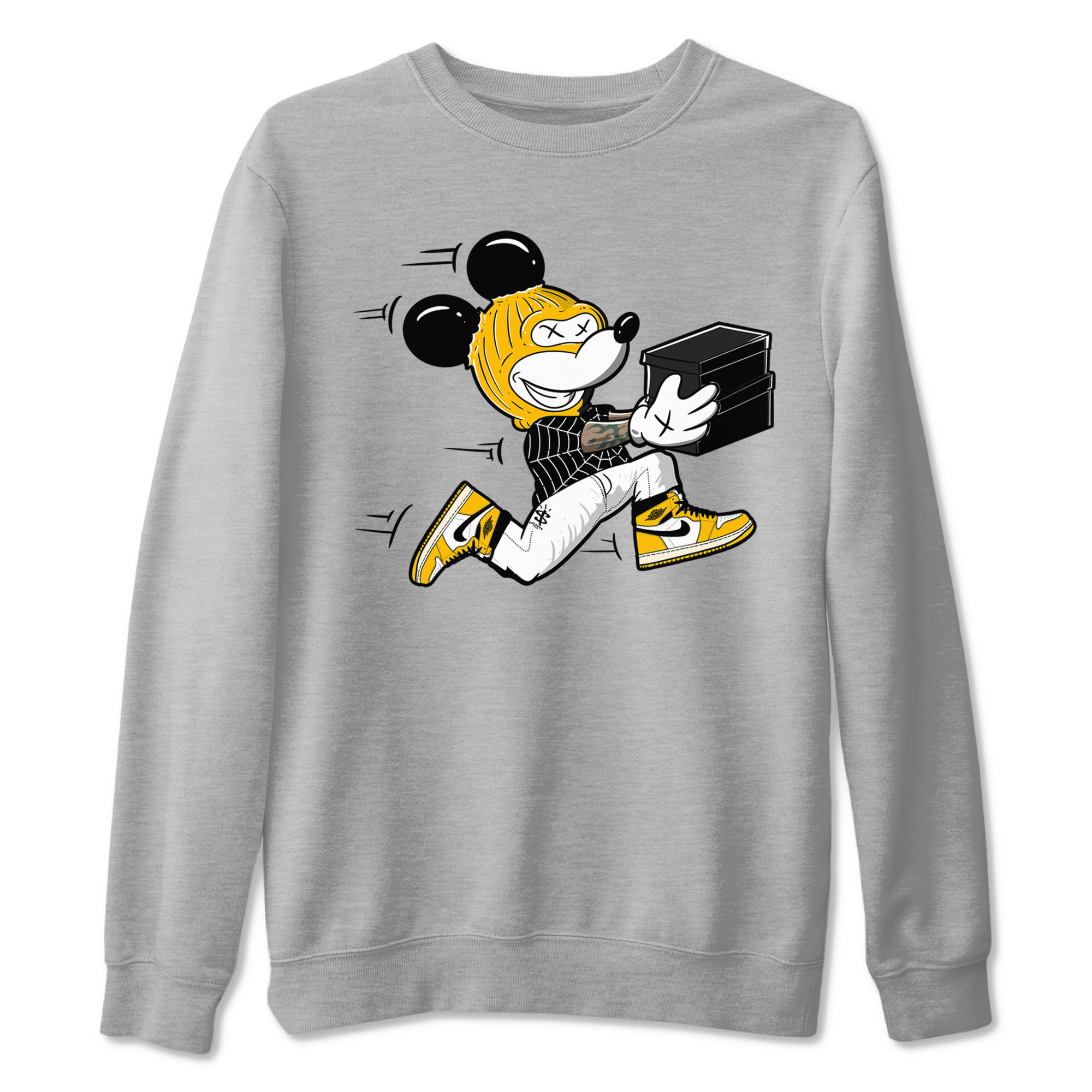 1s Yellow Ochre shirt to match jordans Thief Mouse sneaker tees streetwear brand Air Jordan 1 High OG Yellow Ochre SNRT Sneaker Release Tees unisex cotton Heather Grey 2 crew neck shirt